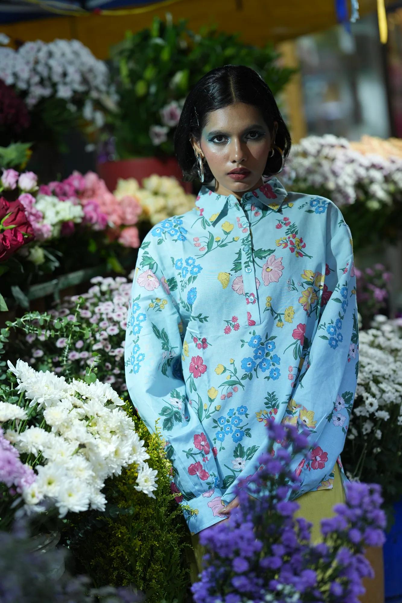 Sky Blue Botanical Shirt