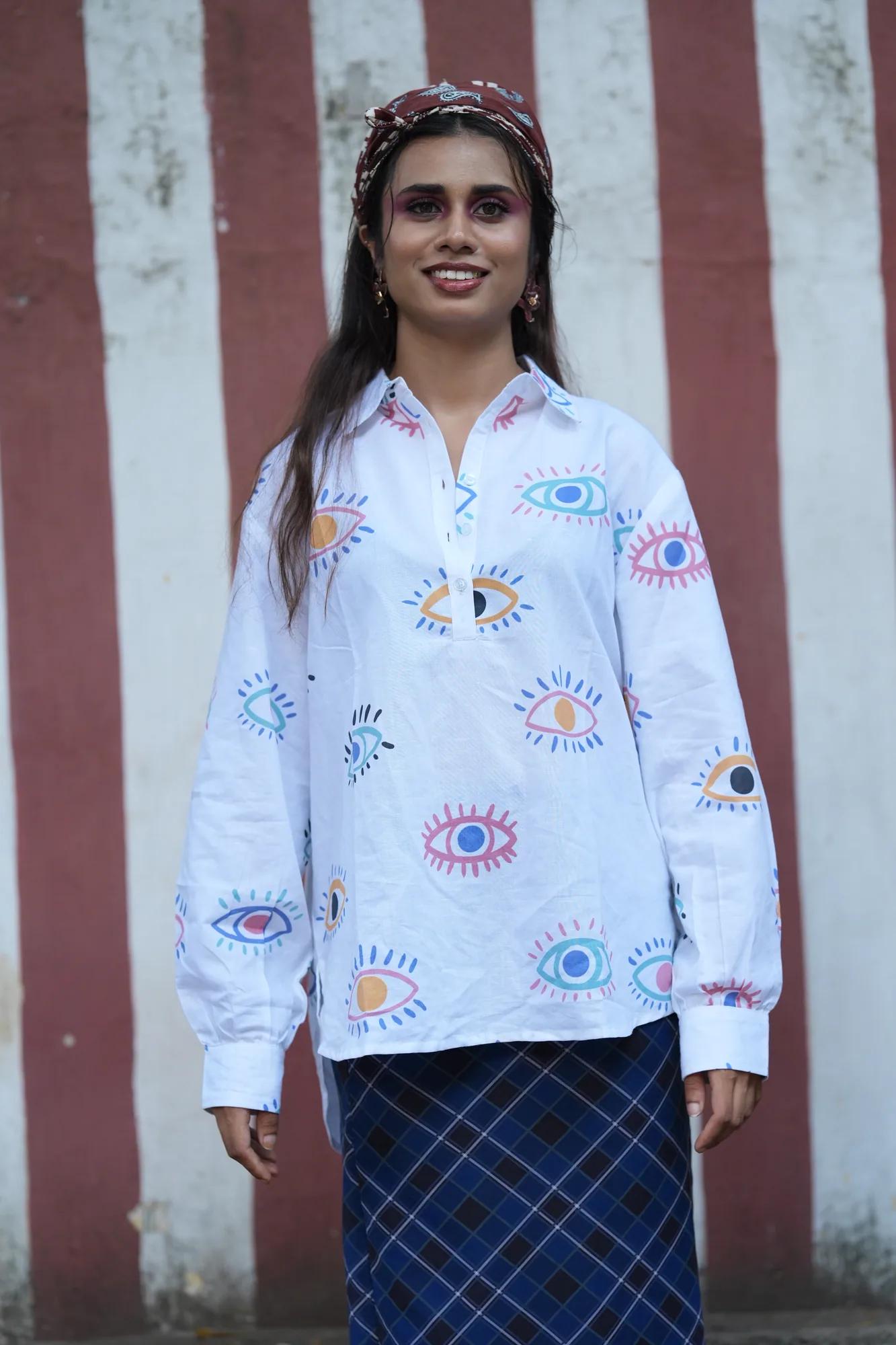 White Eye Print Shirt